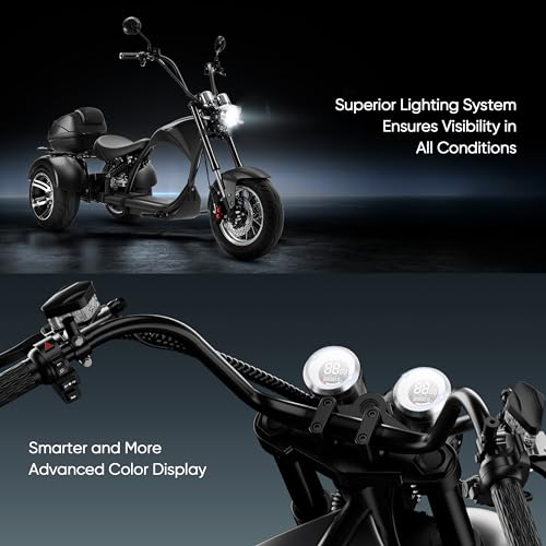 eAhora M1P Electric Trike for Adults, 2000W Brushless Motor 26MPH Electric Tricycle,60V 30AH Fast Charge Battery,F&R Disk Brake, Hydraulics Suspension,3 Wheel Electric Bikes