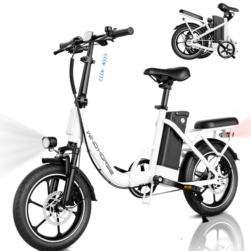WINDHORSE Electric Bike for Adults, Folding Ebike with 630w Peak Motor, Dual Disc Brake, 35 Miles Range, 25MPH, Suspension, Removable Battery, Electric Bicycle for Commuter