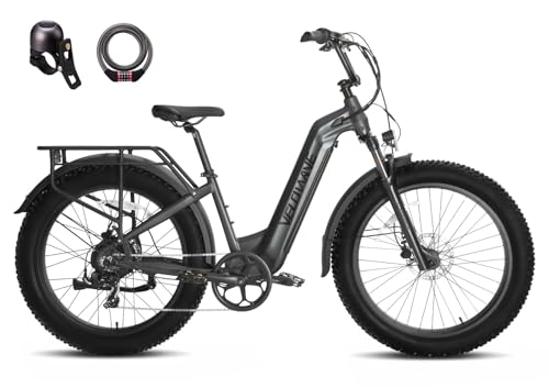 VELOWAVE Electric Bike 26" Fat Tire Ebike Electric Bike for Adults with 750w (Peak 1000W) Brushless Motor 48V 15AH Removable LG Cell with Lock& Bell