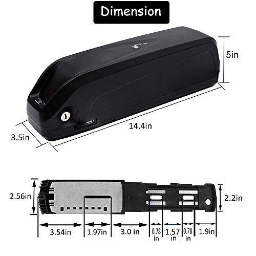 Yasco 48v/52v/36v 13Ah/17.5Ah/20Ah Ebike Battery for 500w/750w/1000w/1200w/1500w Adult Electric Bike Conversion Kit Removable Large Capacity Lithium Battery