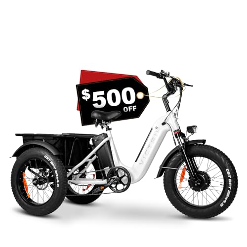 Electric Tricycle for Adults 100+ Miles Long Range 20" Fat Tire Electric Trike 750W Motor 48V 31.5Ah Removable Dual Battery, 3 Wheel Electric Bicycle with Large Basket