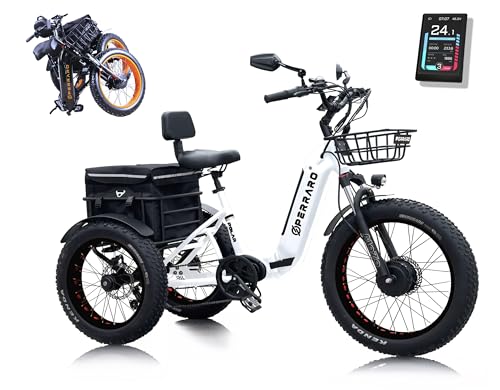 Polar Foldable Electric Trike for Adults, 750W BAFANG Motor, 3 Wheel Electric Bike w/Differential and Parking Brake, 65-Mile Long Range Motorized Tricycle, 450 lbs Load Capacity, 48V Battery