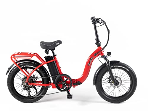 VeeGo Semi Fat Electric Bike, Lightweight & Folds in Half, Basket, Rack, Fenders Included, for Adults