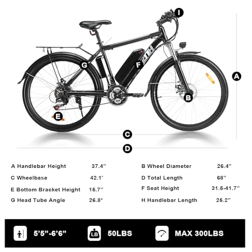 ZNH Electric Bike, Ebike 36V 10AH Removable Battery,20MPH 26 Electric Mountain Bike - Suspension Fork, LED Display - Experience The Thrill of Off-Road Riding