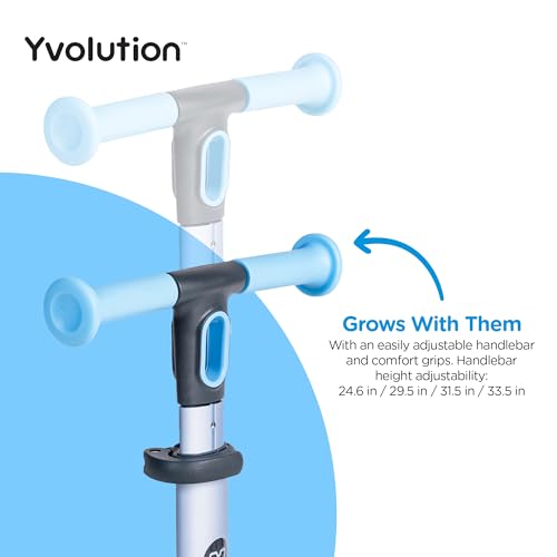 Yvolution Y Glider Nua | Three Wheel Foldable Kick Scooter for Kids with Storage Accessory for Children Ages 3+ Years