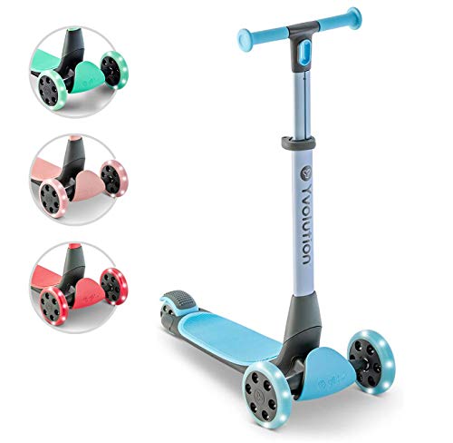 Yvolution Y Glider Nua | Three Wheel Foldable Kick Scooter for Kids with Storage Accessory for Children Ages 3+ Years