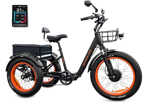 Panda Foldable Electric Trike for Adults, 750W Motor, 3 Wheel Electric Bike with 90-Mile Long Range, Parking Brake, Differential, Fat Tire e Trike with 48V 21Ah Battery