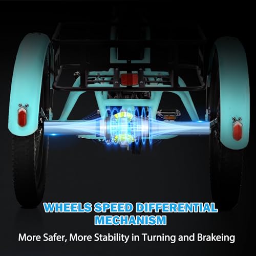 DoCred Electric Tricycle for Adults, 500W 48V Folding Electric Trike, 3 Wheels Electric Bicycle, Aluminum Frame Electric Tricycle with Large Basket and Removable Battery for Women Men