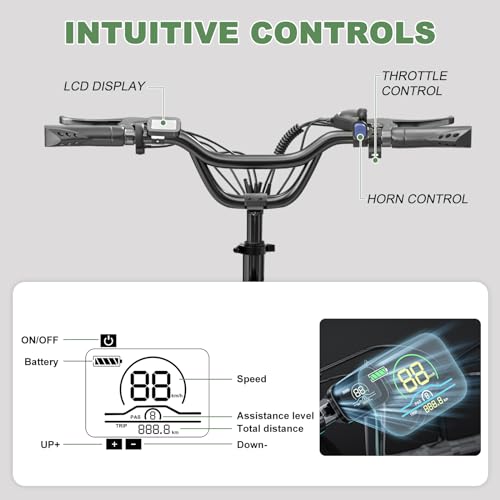 Electric Tricycle Electric Bicycle Electric Trike, 7 Speeds 3 Wheel Electric Bike for Adults with 350W 36V Removable Battery, Electric Cruiser Tricycle