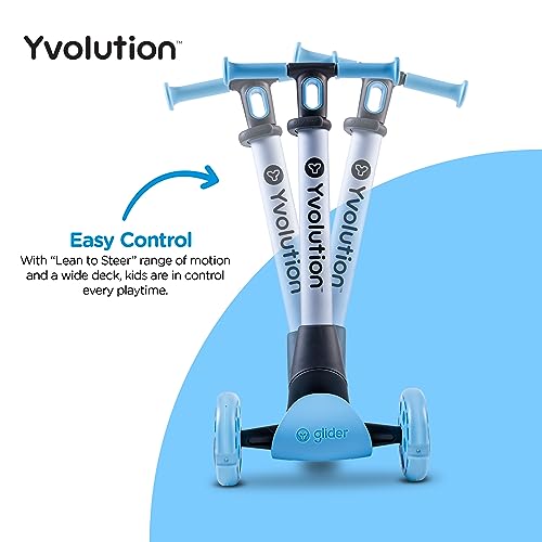 Yvolution Y Glider Nua | Three Wheel Foldable Kick Scooter for Kids with Storage Accessory for Children Ages 3+ Years
