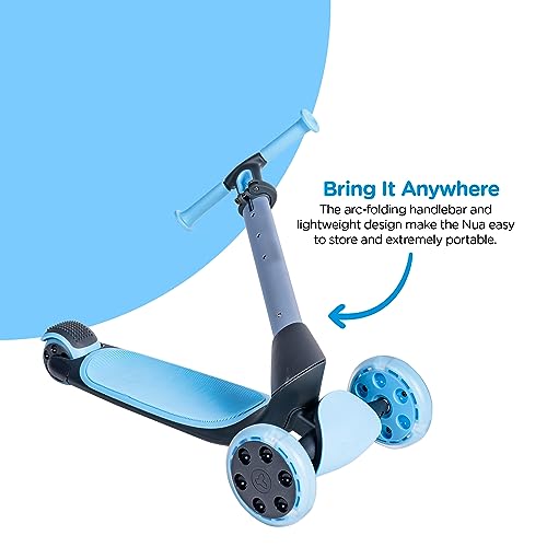 Yvolution Y Glider Nua | Three Wheel Foldable Kick Scooter for Kids with Storage Accessory for Children Ages 3+ Years
