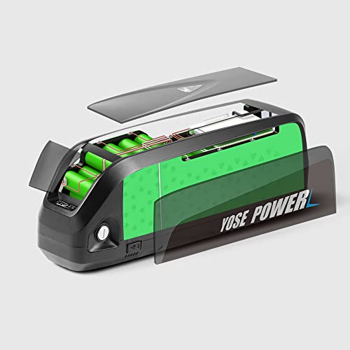Yose Power Ebike Battery 36V 13Ah 17.4Ah/48V 13Ah 20Ah/52V 13Ah 15Ah Down Tube Battery for 200-1500W Motor, Electric Bicycle Lithium-Ion Battery, Safe Lock, Led Indicator Light, with Base and Charger