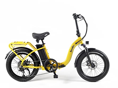 VeeGo Semi Fat Electric Bike, Lightweight & Folds in Half, Basket, Rack, Fenders Included, for Adults