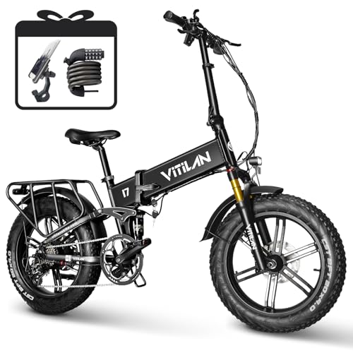 VITILAN i7 Pro Electric Bike Adults Folding 750W BA-FANG/E-iwol Motor Fat Tire Ebike Removable 16AH/20AH Cell Battery Full Suspension Electric Bicycle 8-Speed
