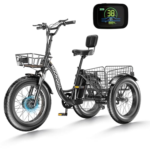 LILYPELLE Electric Tricycle for Adults, 20" x 4" Fat Tire Electric Trike, 48V 500W Motorized Electric Bicycle Bikes, 7 Speed 3 Wheels Ebike with Removable Battery, Aluminum Frame & Large Basket