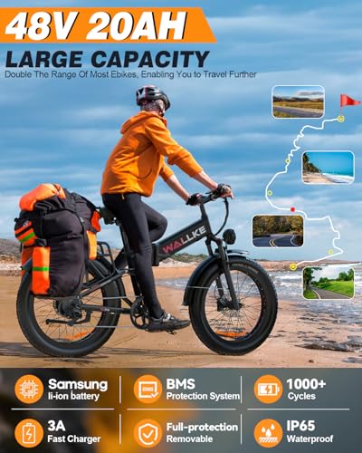 W Wallke X3 Pro Electric Bike 2000W Dual Motor/1200W Full Suspension 1056WH Foldable 26 Inch Fat Tire Mountain Ebikes Adults 34-35MPH Fast Electric Bicycle APP Control/Smart Display, UL2849 Certified