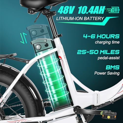Vivi Folding Electric Bike for Adults, 20" Fat Tire Folding Ebike, 900W Peak Motor Foldable Electric Bicycle 21.7MPH Electric Cruiser Bike with 48V Removable Battery, 7 Speed Commuter E Bike