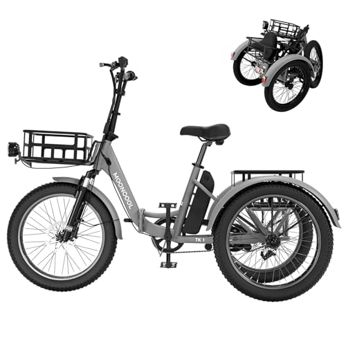 Electric Trike, Electric Tricycle for Adults, 20" Folding 3 Wheels Electric Bicycle Bikes, 48V 500W Motorized Electric Ebike with Aluminum Frame, Removable Battery and Large Basket for Women Men