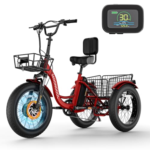 20" 24" 26" 3 Wheel Electric Bike for Senior, 350W/500W Adults Electric Tricycle Trike, Three Wheel Ebike E Bicycle with Removable Battery, Motorized Trike with Basket for Women Men
