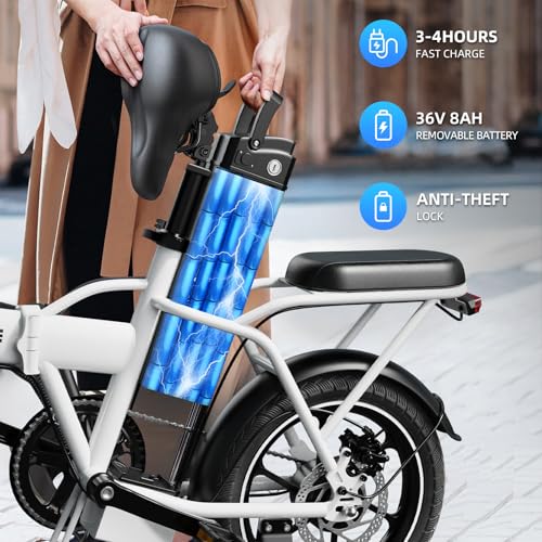 WINDHORSE Peak 630W Foldable Electric Bike for Adults, 25MPH Speed, Max 35-Mile Range, Folding Ebike with Removable Battery, 16" Tires, Dual Seats
