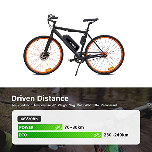 Yose Power Ebike Battery 36V 13Ah 17.4Ah/48V 13Ah 20Ah/52V 13Ah 15Ah Down Tube Battery for 200-1500W Motor, Electric Bicycle Lithium-Ion Battery, Safe Lock, Led Indicator Light, with Base and Charger