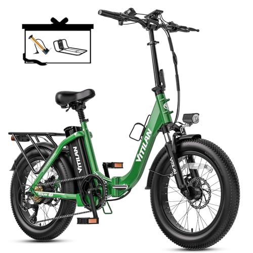 VITILAN 1056W Peak Electric Bike for Adults, U3 20" Fat Tire Electric Bicycle, 48V 624Wh Removable Battery, Max Range 80 Miles & 28Mph, 7 Speed Step Thru Ebike with Dual Suspension