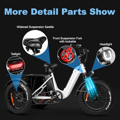 Electric Tricycle for Adults 100+ Miles Long Range 20" Fat Tire Electric Trike 750W Motor 48V 31.5Ah Removable Dual Battery, 3 Wheel Electric Bicycle with Large Basket