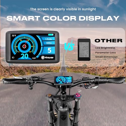 VITILAN T7 Electric Bike for Adults Fat Tire Ebike 750W BAFANG Motor 20AH Removable Sam-Sung Battery 26 Inch Mountain 28MPH Electric Bicycle Full Suspension Shi-Mano 8 Speed