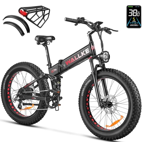 W Wallke X3 Pro Electric Bike 2000W Dual Motor/1200W Full Suspension 1056WH Foldable 26 Inch Fat Tire Mountain Ebikes Adults 34-35MPH Fast Electric Bicycle APP Control/Smart Display, UL2849 Certified