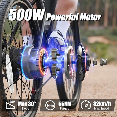 VARUN Electric Bike - 500W（Peak 750W Electric Bike for Adults with 48V Removable Battery - 26" Ebike Up to 45 Miles, 20 MPH, 21 Speed Gears & Dual Front Fork Suspension