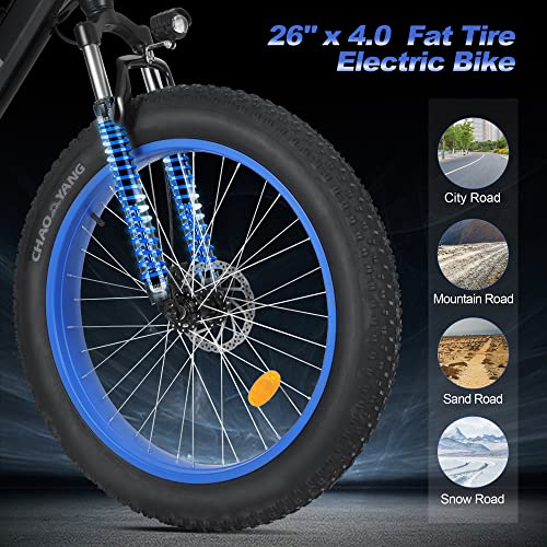 ZNH Electric Bike for Adults, 500W/750W Mid Drive Motor Ebike Full Suspension 20"/26'' Fat Tire Electric Mountain Bike 36V/48V 13Ah Removable Battery, Snow Beach Hunting E Bike Shimano 7-Speed
