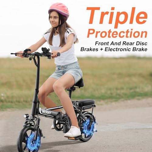 Y6 Electric Bike for Adults 750W Peak Motor, 22 mph Folding Ebike, 14" Adults Electric Bicycles, 499.2Wh Battery, 28 Miles Range, Mini E Bikes for Adults and Teens