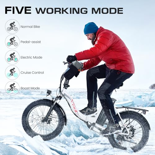 Vivi Folding Electric Bike for Adults, 20" Fat Tire Folding Ebike, 900W Peak Motor Foldable Electric Bicycle 21.7MPH Electric Cruiser Bike with 48V Removable Battery, 7 Speed Commuter E Bike