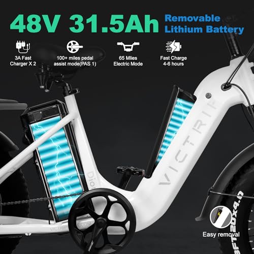Electric Tricycle for Adults 100+ Miles Long Range 20" Fat Tire Electric Trike 750W Motor 48V 31.5Ah Removable Dual Battery, 3 Wheel Electric Bicycle with Large Basket