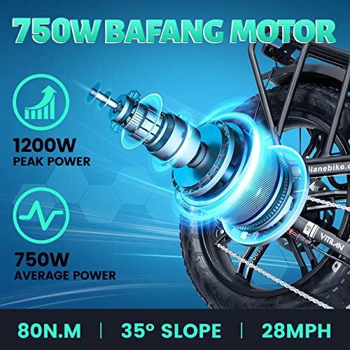 VITILAN i7 Pro Electric Bike Adults Folding 750W BA-FANG/E-iwol Motor Fat Tire Ebike Removable 16AH/20AH Cell Battery Full Suspension Electric Bicycle 8-Speed