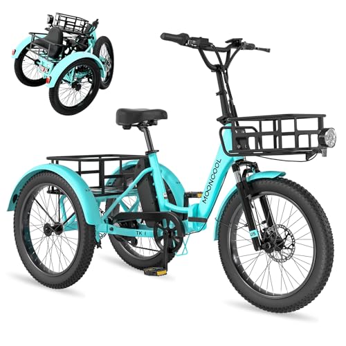 Electric Bike for Adults, Folding Electric Bike Electric Trike, 20'' Fat Tire Electric Tricycle, 500W 48V Electric Bikes, Motorized Tricycle Adult Electric Three Wheels Bicycle