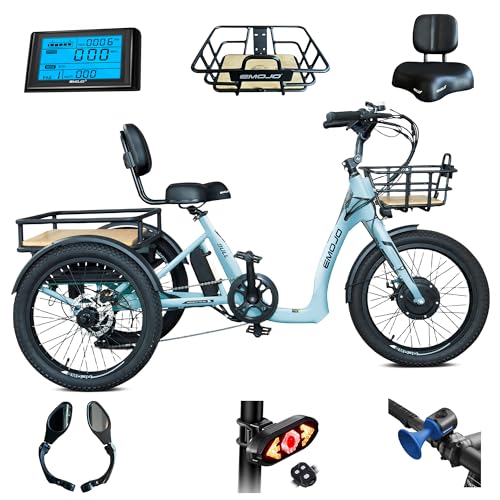 EMOJO Bull Electric Trike Bike for Adults Seniors Step Through Electric Tricycle 500W Long Range 3 Wheel Electric Bike