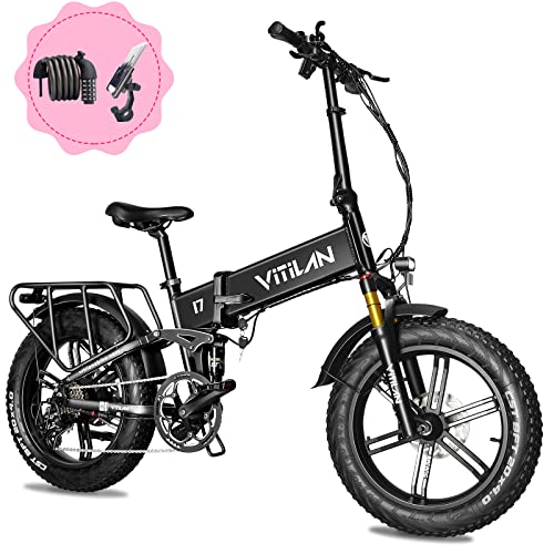VITILAN i7 Pro Electric Bike Adults Folding 750W BA-FANG/E-iwol Motor Fat Tire Ebike Removable 16AH/20AH Cell Battery Full Suspension Electric Bicycle 8-Speed