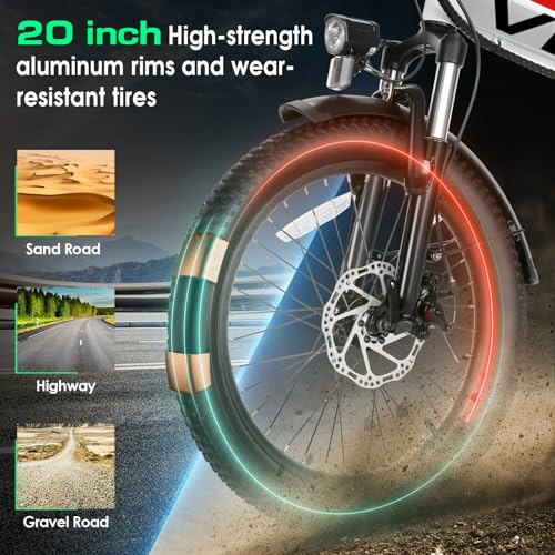 Vivi Electric Bike, 20" Folding Electric Bike Peak 750W Ebikes for Adults, 21.7MPH Foldable Ebike Electric Bicycle with 48V Removable Battery, 7 Speed Commuter Ebike Cruise Control, UL 2849 Certified