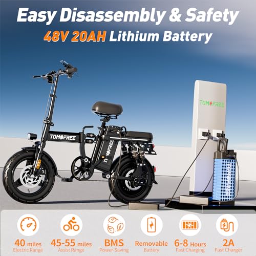 Z1 Electric Bike for Adults, Tomofree City Commuter Electric Bike 50 Miles, E Bikes for Adults Electric 1000w Motor, 3-Speed Electric Bicycles Enjoy Off-Road Riding with Rearview Mirror, LCD Display