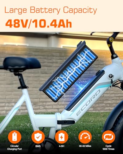 Electric Tricycle for Adults, ECORD 48V/10.4Ah Electric Trike with 500w Motor, Removable Battery, Bike Basket, for Sand Road, City Road, Gravel Road, Snowy Road, etc