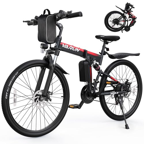 VARUN Electric Bike - Foldable Ebikes for Adults Peak 750W Motor，Folding Electric Bikes with 48V Removable Battery， Up to 20+ MPH & 50 Mile Range, 21-Speed Gears & Dual Hydraulic Suspension