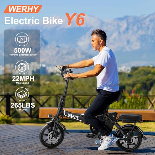 Y6 Electric Bike for Adults 750W Peak Motor, 22 mph Folding Ebike, 14" Adults Electric Bicycles, 499.2Wh Battery, 28 Miles Range, Mini E Bikes for Adults and Teens