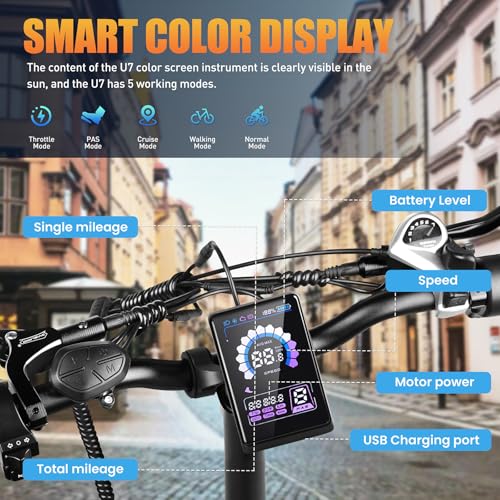 VITILAN 1200W Peak Electric Bike for Adults, U7 2.0 Folding 20*4.0 Inch Fat Tire Ebike, 48V 20AH Sam-Sung Removable Battery Max Range 80Miles&28Mph, Step-Through Electric Bicycle With Dual Suspension