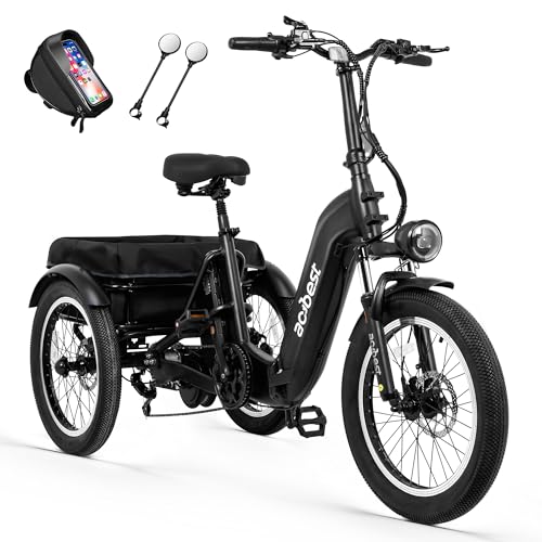 Triker Electric Bike, Peak 750W Brushless Motor Folding Trike Ebike, 720Wh Removable Battery, Step-Thru 3 Wheel Electric Bicycle, Up to 65 Miles, 20X3.0 Tire Tricycle for Adults