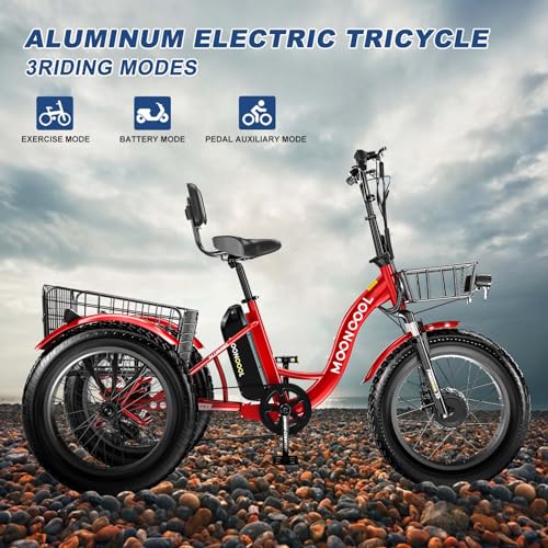 MOPHOTO Electric Trike, 7 Speeds Electric Tricycle for Adult, 350W 36V 3 Wheel Electric Bikes, Motorized Tricycle Adult Electric Three Wheels Bicycle for Senior