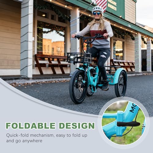 Electric Bike for Adults, Folding Electric Bike Electric Trike, 20'' Fat Tire Electric Tricycle, 500W 48V Electric Bikes, Motorized Tricycle Adult Electric Three Wheels Bicycle