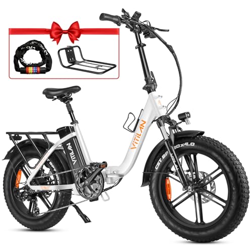 VITILAN 1200W Peak Electric Bike for Adults, U7 2.0 Folding 20*4.0 Inch Fat Tire Ebike, 48V 20AH Sam-Sung Removable Battery Max Range 80Miles&28Mph, Step-Through Electric Bicycle With Dual Suspension