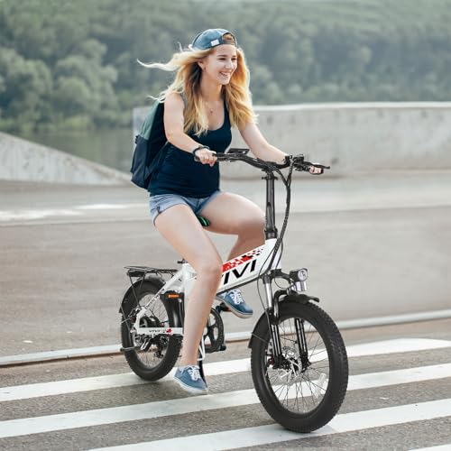 Vivi Electric Bike, 20" Peak 500W Folding Electric Bike, 21.7MPH Adult Electric Bicycles with Removable 48V 374.4Wh Battery, Up to 50Miles Range, Cruise Control, Shock Absorber, UL 2849 Certification
