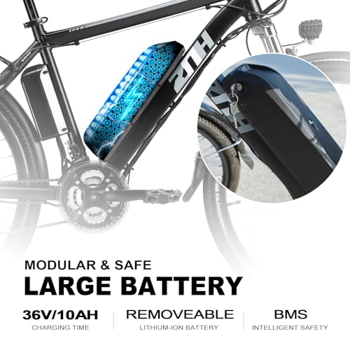 ZNH Electric Bike, Ebike 36V 10AH Removable Battery,20MPH 26 Electric Mountain Bike - Suspension Fork, LED Display - Experience The Thrill of Off-Road Riding